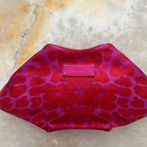 Brand new. Alexander McQueen Silk Pink Leopard Manta Ray clutch / handbag / bag